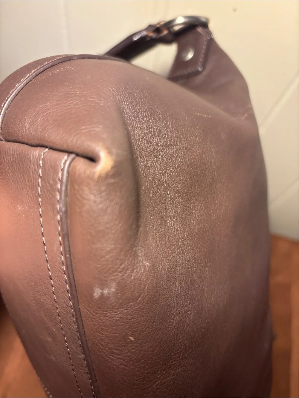 EUC Coach F70559 Brown Leather Messenger Shoulder Bag Webbed Stripe Strap - Picture 4 of 16